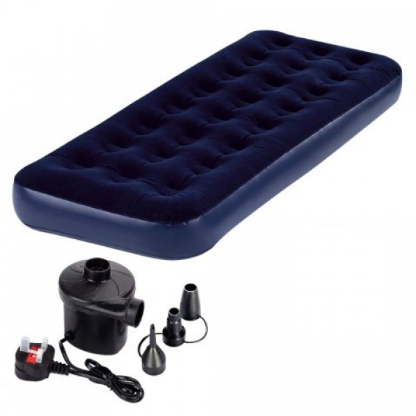 Single Air Bed with Pumper – Comfortable Inflatable Mattress
