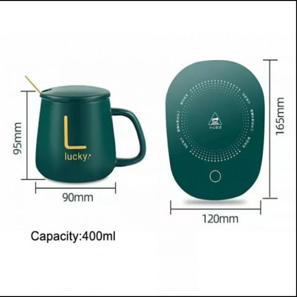 Electric Heating Coffee Mug & Saucer – Side View