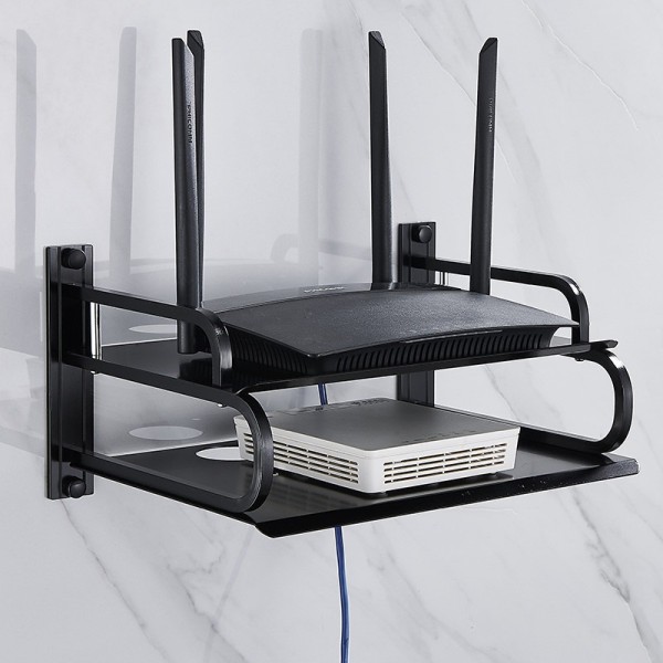 2-layer WiFi router stand front view showing shelves for routers and modems
