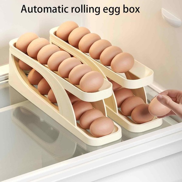 "Rolling Egg Dispenser – Space Saving Kitchen Storage Rack for Eggs"