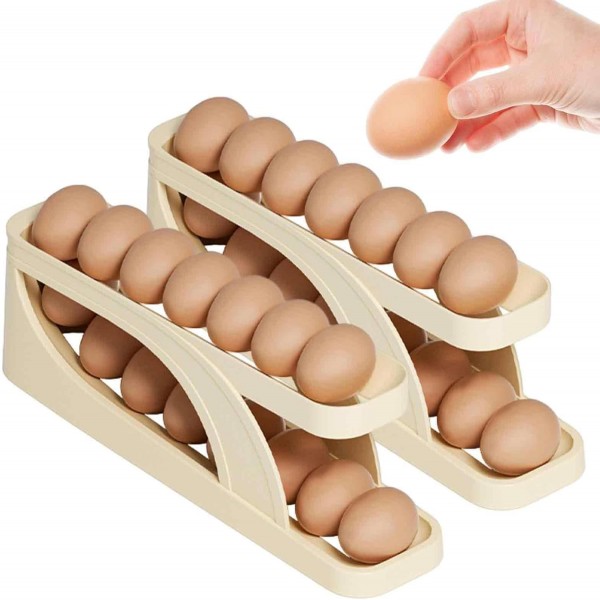 "Rolling Egg Dispenser – Automatic Egg Holder for Kitchen Organization"