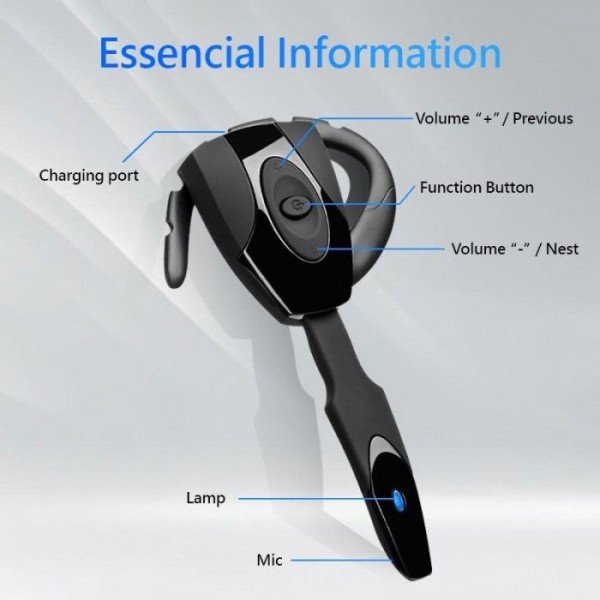 Bluetooth wireless headset with microphone front view – sleek and comfortable design