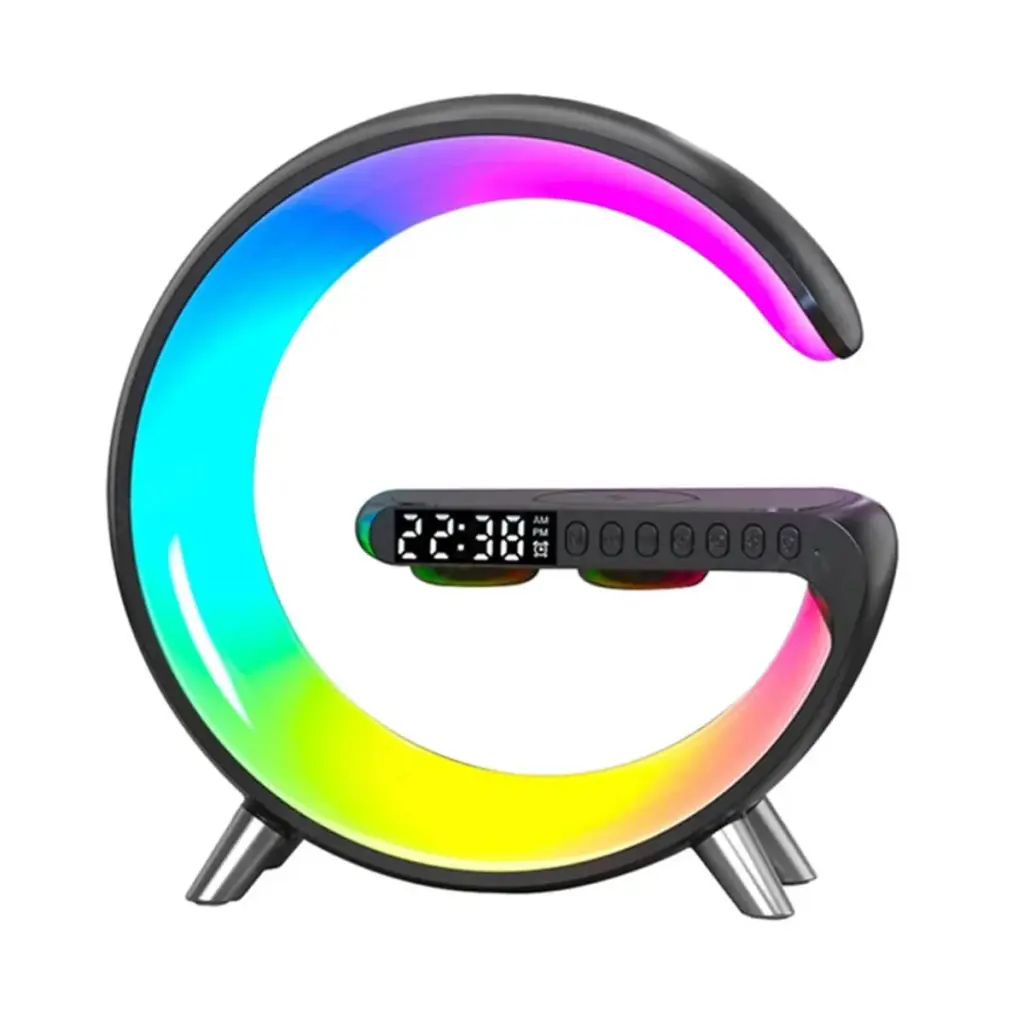 G-63 Smart Google Light front view with RGB LED lighting and clock display.