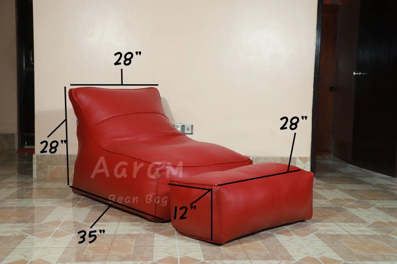 Lounge Chair Bean Bag with Footrest – Front View