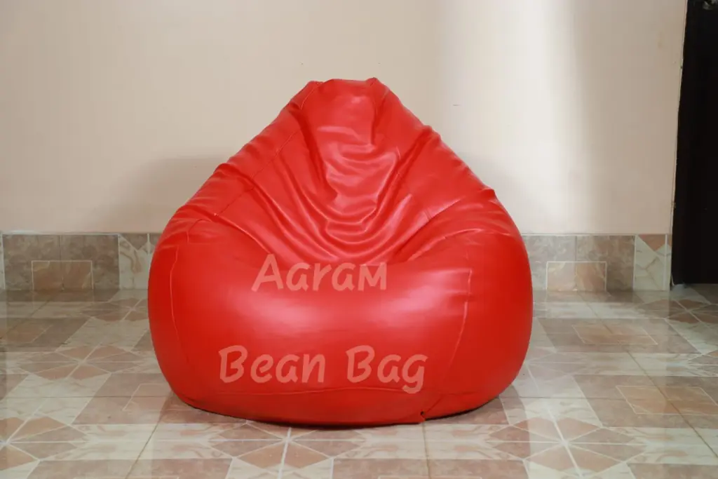 Faux Leather XXXL Pear Shape Single Bean Bag in Red Color – Comfortable Seating Furniture