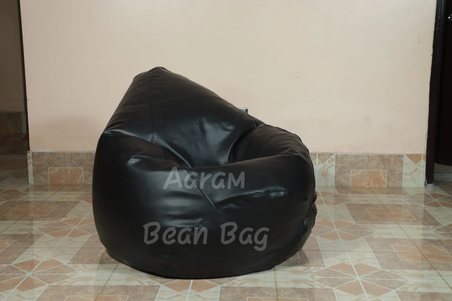 Oversized XXXL Red Faux Leather Bean Bag Chair – Front View