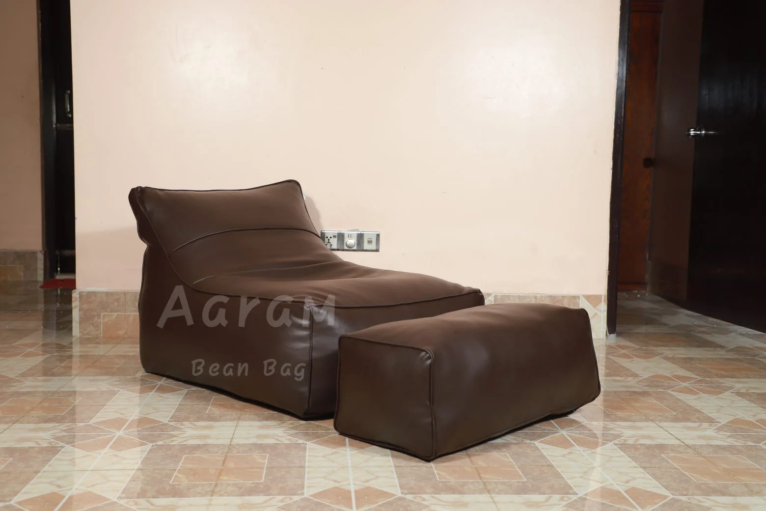 Lounge Bean Bag with Footrest – Side Angle View