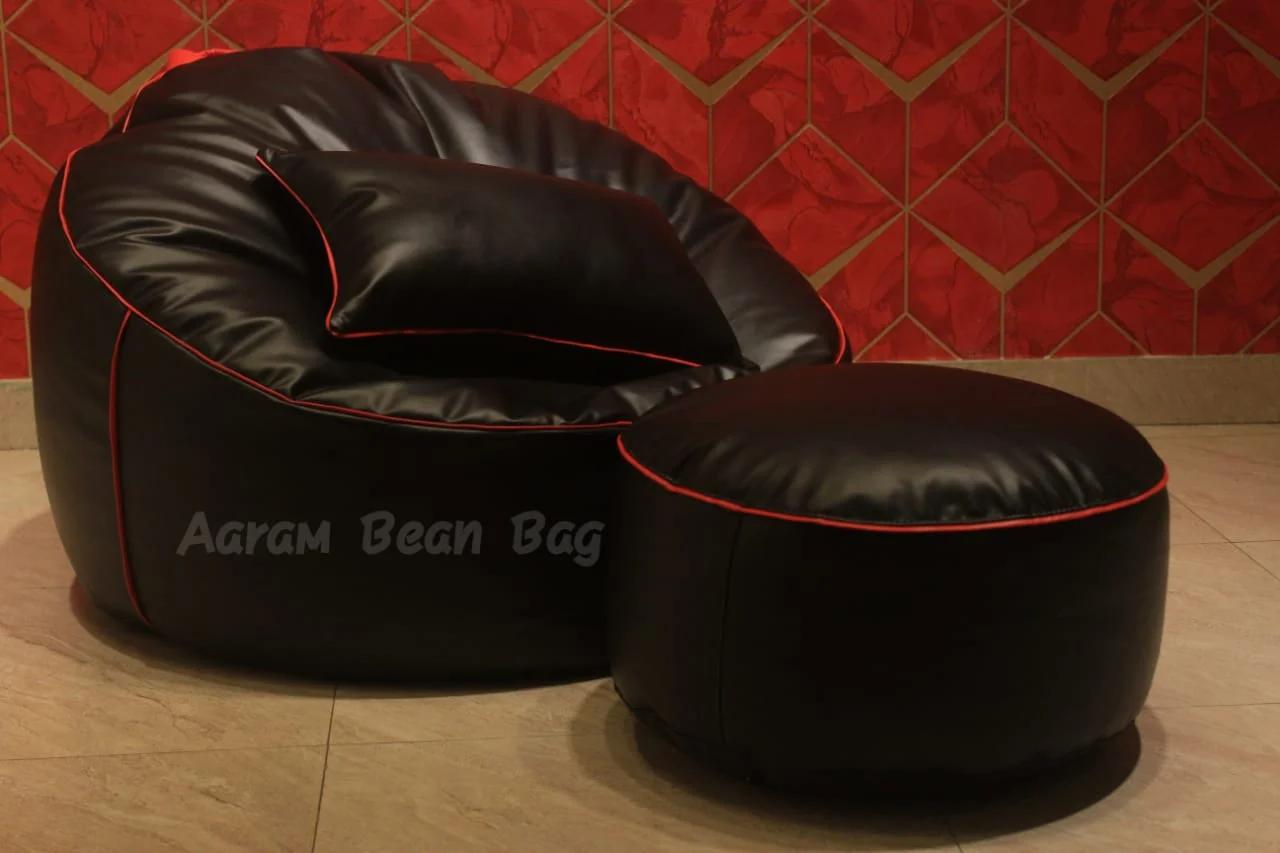 Faux Leather Giant Roll 3pcs Combo Bean Bag – Full Set Front View