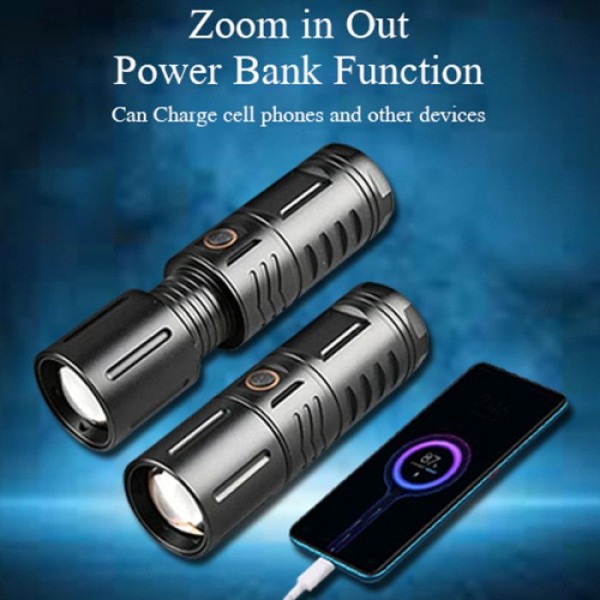 Super Power Torch Light with Power Bank – Rechargeable LED Flashlight